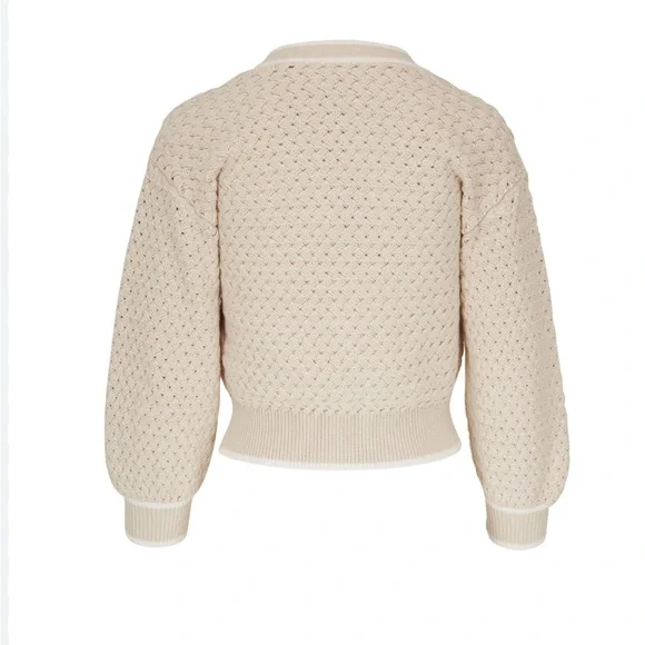 NWT Veronica Beard Kylean Cotton Knit Cardigan Sweater Top Cream White Sm 4 6 - Picture 3 of 10